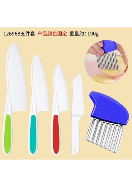 Bıçak Beş Parçalı Set Ev Tipi Patates Dilimleyici, Patates Cipsi Kesme Dalgası, Kurt Dişi Kesme Bıçağı, Patates Cipsi Modelleme Bıçağı, Çocuk Plastik (Yurt Dışından)