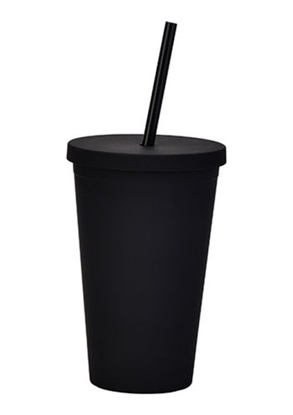 D 16OZ 16OZ Mat Tumbler Akrilik Plastik Pastel Pipetli Bardak Kapaklı Çift Duvar Yalıtım Su Bardağı Bekarlığa Veda Partisi Hediye (Yurt Dışından)