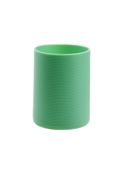 Yeşil 6.5cm Silikon Isı Yalıtımlı Bardak Kol Çizgili Kaymaz Sarar Koruyucu Cam Bardak Kol Su Şişesi Su Isıtıcısı Kapağı (Yurt Dışından)