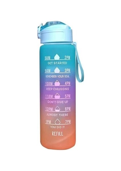 Yeşil B Taşınabilir Su Şişesi Spor Su Şişesi Samanlı Motivasyon Soğuk Su Sürahisi Açık Hava Sporları Tırmanma Için Zaman Işaretleyici ile (Yurt Dışından)