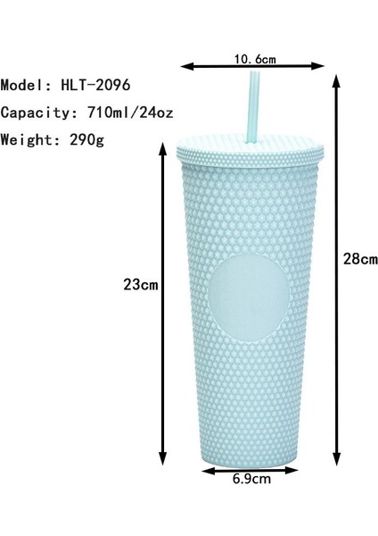 E Koyu Mor 710ML Soğuk Su Şişesi 710ML Caneca Çay Su Bardağı Plastik Kapaklı ve Pipetli Boba Kahve Kupa Elektroliz Durian Bardaklar Kabarcık Makarna (Yurt Dışından)