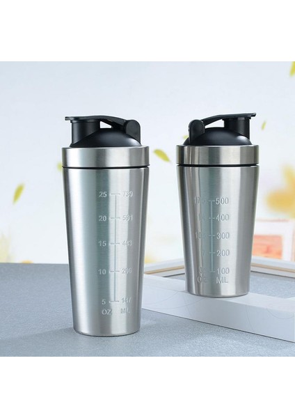750ML Paslanmaz Çelik Shaker Şişe - Spor Su Bardağı |çırpma Teli ile Metal Su Şişesi Sızdırmaz Tasarım Taşınabilir Çalkalayıcı Şişeler (Yurt Dışından)