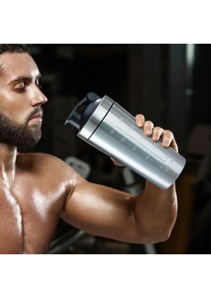 750ML Paslanmaz Çelik Shaker Şişe - Spor Su Bardağı |çırpma Teli ile Metal Su Şişesi Sızdırmaz Tasarım Taşınabilir Çalkalayıcı Şişeler (Yurt Dışından) fiyatları
