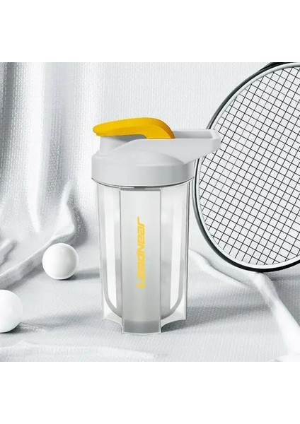 Sarı ve Beyaz 401-500 ml Spor Salonu Spor Çalkalayıcı Şişe 2023 Protein Tozu Çalkalayıcı Şişe Yaratıcı Taşınabilir Karıştırma Şişesi Açık Su Şişesi (Yurt Dışından)