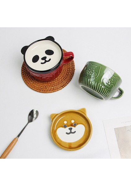 Sarı Kedi Fincan 300 ml Japon Tarzı Karikatür Shiba Inu Panda Kahvaltı Süt Kapaklı Fincan Seramik Kahve Fincanı Ev Sevimli Çocuklar Kupa Çift Kupa Ev Dekor (Yurt Dışından) fiyatları