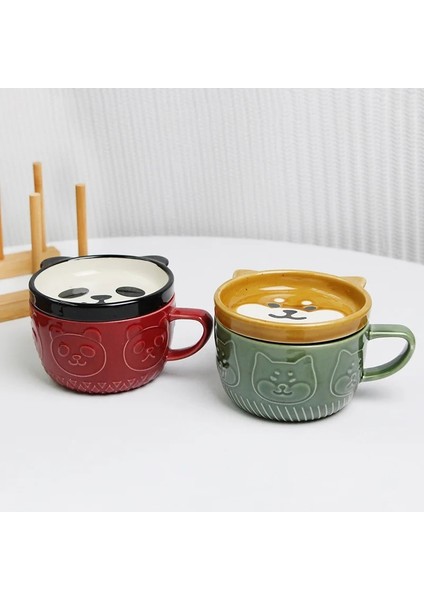 Sarı Kedi Fincan 300 ml Japon Tarzı Karikatür Shiba Inu Panda Kahvaltı Süt Kapaklı Fincan Seramik Kahve Fincanı Ev Sevimli Çocuklar Kupa Çift Kupa Ev Dekor (Yurt Dışından) fırsatları