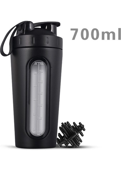 Siyah Shaker Şişeleri Özelleştirilebilir Logo Taşınabilir Peynir Altı Suyu Proteini Spor Ölçekli Cetvel Paslanmaz Çelik Shaker Kupası Sızdırmaz Spor Vakum Karıştırma Kabı (Yurt Dışından)