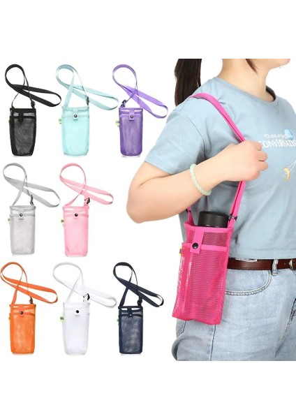 Beyaz Su Şişesi Örgü Fincan Kılıfı Omuz Taşıyıcı Kupa Tutucu Çanta Açık Spor Kamp Için Taşınabilir Cep Telefonu Taşıma Çantası (Yurt Dışından) fırsatları