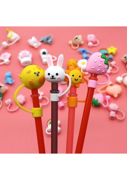 13 1 Adet Yaratıcı Silikon Hasır Kapak Yeniden Kullanılabilir Hava Geçirmez Içme Toz Kapağı Karikatür Fişler Hasır Kapak Takım Elbise 6-8mm Aksesuarları (Yurt Dışından)