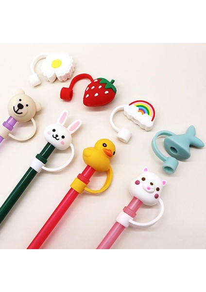 13 1 Adet Yaratıcı Silikon Hasır Kapak Yeniden Kullanılabilir Hava Geçirmez Içme Toz Kapağı Karikatür Fişler Hasır Kapak Takım Elbise 6-8mm Aksesuarları (Yurt Dışından)
