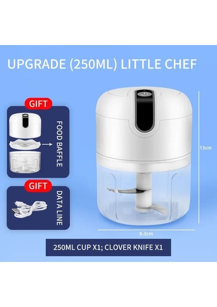Beyaz 250 ml Elektrikli Sarımsak Ezici Sağlam Dayanıklı Ezilmiş Zencefil Çok Fonksiyonlu Mini Sarımsak Kıyıcı Kablosuz Elektrikli Pişirme Makinesi (Yurt Dışından)