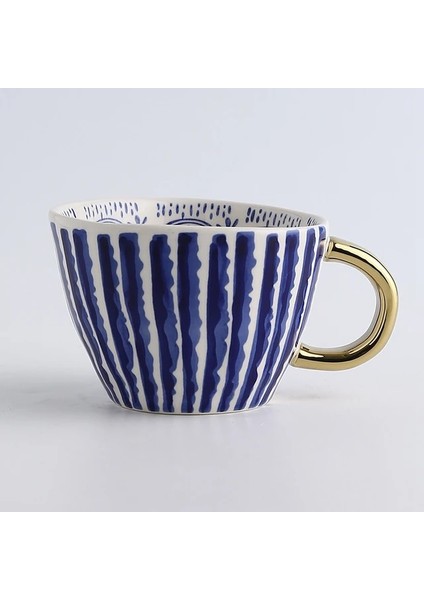 B-11.4x7.8cm 350-100ML Yaratıcı Amerikan Tarzı Seramik Kupalar Kahve Fincanları Öğleden Sonra Çayı Altın Inme Geometri Düzensiz Kahve Fincanı Italyan Espresso Kupa (Yurt Dışından)
