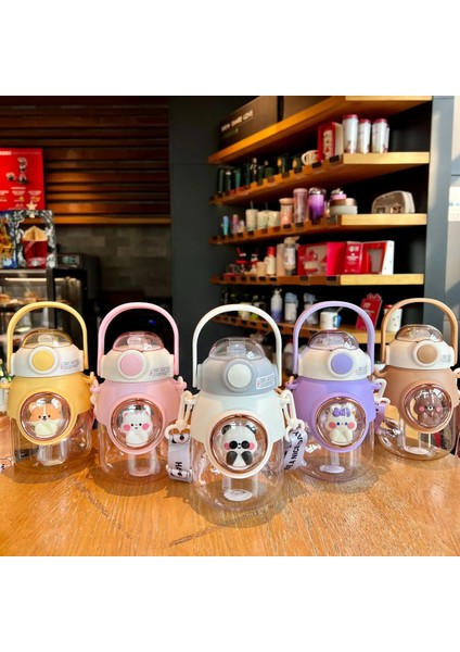 Kahverengi 820ML 820ML Çocuk Su Şişesi Uzay Kapsülü Plastik Büyük Kapasiteli Saman Bardak Okul Öğrenci Çocuklar Kızlar Için Sevimli Karikatür Kawaii (Yurt Dışından) fırsatları