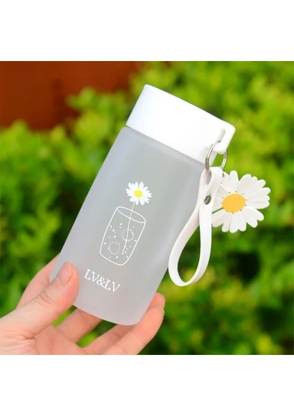 Style1- Mat A 500ML 500ML Su Şişesi Sevimli Papatya Bpa Ücretsiz Su Şişesi Halat ile Taşınabilir Drinkware Plastik Yaratıcı Buzlu Seyahat Çay Bardağı (Yurt Dışından)