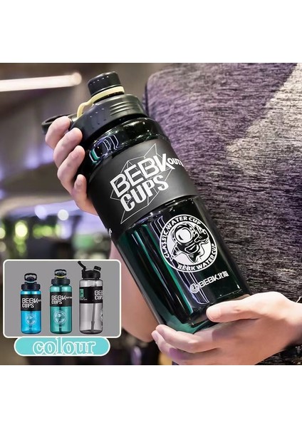Yeşil 3000 ml Yeni Spor Su Şişeleri 3l 2.3l 1.7l Plastik Uzay Saman Bardak Spor Taşınabilir Büyük Boy Içme Şişesi Kapasiteli Açık Su Isıtıcısı (Yurt Dışından)