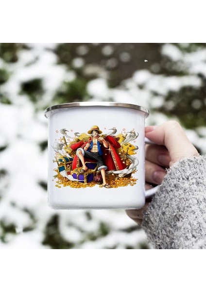 12 Kupa Yaratıcı Seramik Isıtma Su Sıcaklığına Duyarlı Renk Değiştiren Kupa Tek Parça Luffy Film Çevreleyen Kahve Su Bardağı (Yurt Dışından)