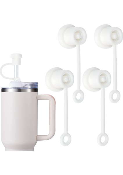 Beyaz 4'lü Paket Saman Kapağı Stanley Tumbler Bardaklarıyla Uyumlu Tüm Oz, Yeniden Kullanılabilir Içme Pipeti Kapakları Kapağı, Gıda Sınıfı Silikon Pipet Ca (Yurt Dışından)