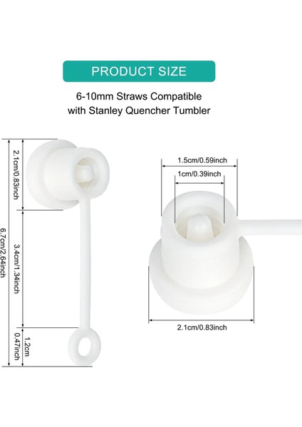 Beyaz 4'lü Paket Saman Kapağı Stanley Tumbler Bardaklarıyla Uyumlu Tüm Oz, Yeniden Kullanılabilir Içme Pipeti Kapakları Kapağı, Gıda Sınıfı Silikon Pipet Ca (Yurt Dışından)