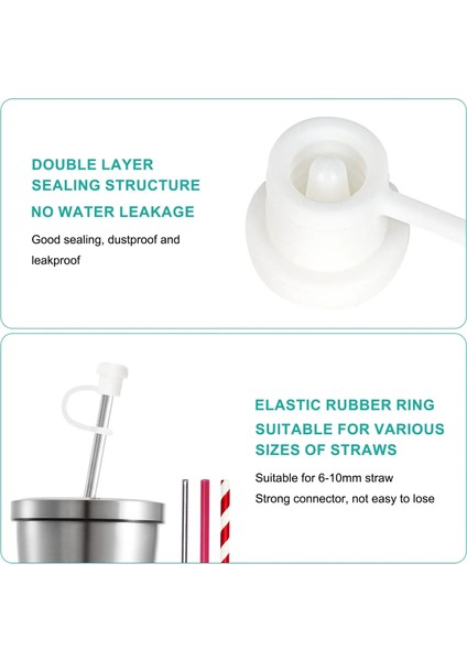 Beyaz 4'lü Paket Saman Kapağı Stanley Tumbler Bardaklarıyla Uyumlu Tüm Oz, Yeniden Kullanılabilir Içme Pipeti Kapakları Kapağı, Gıda Sınıfı Silikon Pipet Ca (Yurt Dışından)