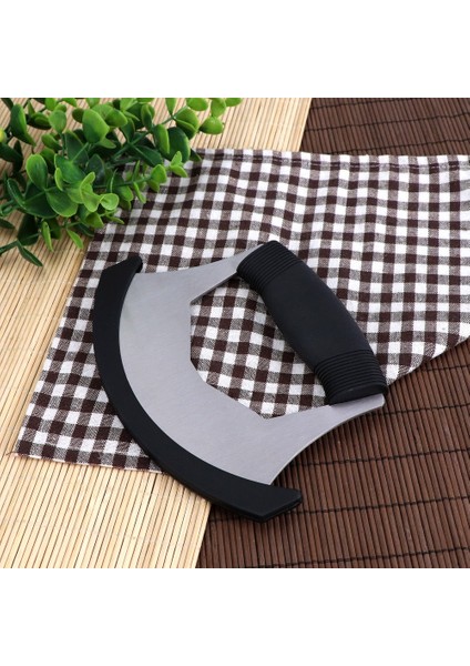 Mezzaluna Chopper Jaswehome Paslanmaz Çelik Mezzaluna Salata Chopper Tek Keskin Bıçak Ot Kıyma Pizza Kesici Sebze Meyve Bıçağı Kapaklı (Yurt Dışından) fiyatları