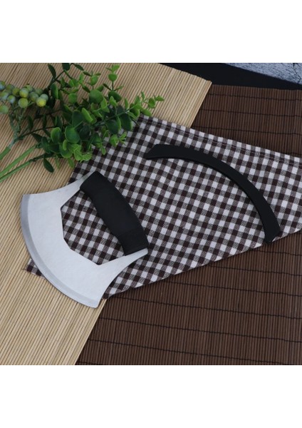 Mezzaluna Chopper Jaswehome Paslanmaz Çelik Mezzaluna Salata Chopper Tek Keskin Bıçak Ot Kıyma Pizza Kesici Sebze Meyve Bıçağı Kapaklı (Yurt Dışından) fırsatları