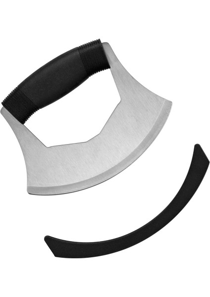 Mezzaluna Chopper Jaswehome Paslanmaz Çelik Mezzaluna Salata Chopper Tek Keskin Bıçak Ot Kıyma Pizza Kesici Sebze Meyve Bıçağı Kapaklı (Yurt Dışından) indirimleri