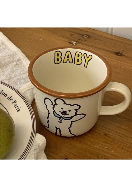 Köpek 300 ml Yeni Kore Tarzı Vintage Ayı Köpek Seramik Bardak Kız Kalp Karikatür Kupa Çift Kahvaltı Su Bardağı Süt Bardağı 300 ml (Yurt Dışından) indirimleri