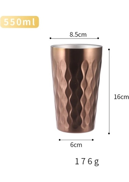 Gül Altın 550ML 175-550ML Çift Duvar Yalıtımlı Kahve Fincanları 304 Paslanmaz Çelik Kahve Fincanı Çift Alt Kupa Şarap Gözlük Bira Çay Bardak Kokteyl Bardağı (Yurt Dışından)
