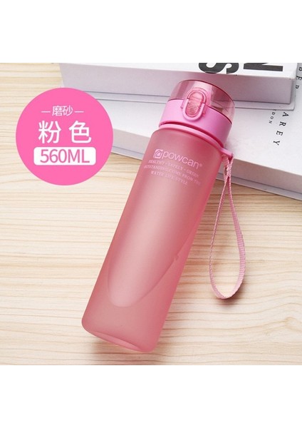 Mat Pembe 400ML 400ML/560ML Su Bardağı Spor Su Şişesi Çift Su Bardağı Plastik Taşınabilir Su Deposu Anti-Damla Açık Halat Su Şişesi (Yurt Dışından)
