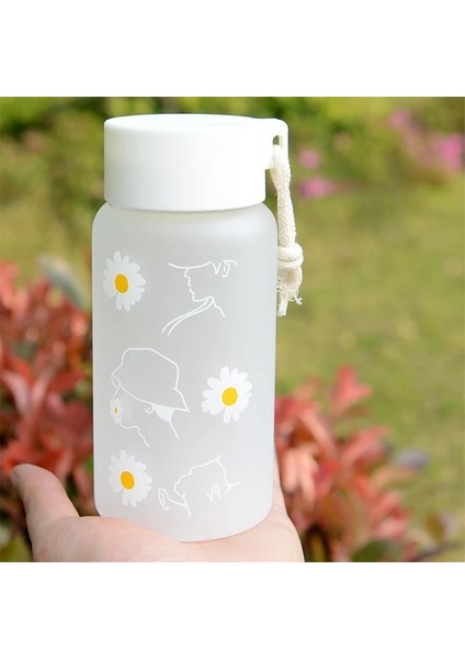 3 Çiçek Buzlu 500ML 500ML Küçük Papatya Plastik Su Şişeleri Şeffaf Buzlu Su Bardağı Bpa Içermeyen Su Şişesi Taşınabilir Halat ile Seyahat Su Şişesi (Yurt Dışından)