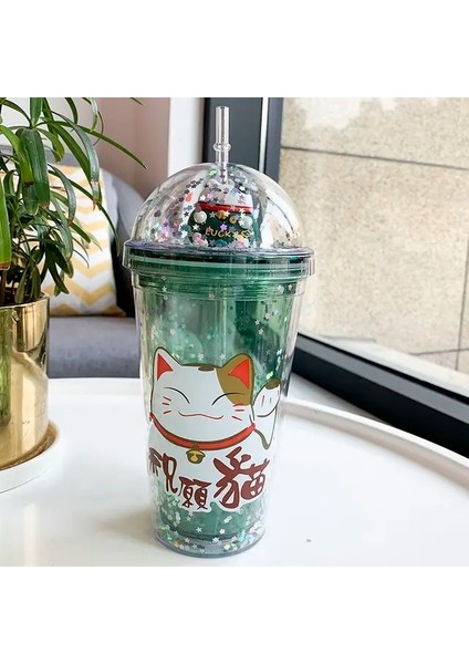 Stil 4 401-500ML 480ML Plastik Samanlı Bardak Çift Katmanlı Su Şişesi Taşınabilir Seyahat Kupa Suyu Soğuk Drinkware Özel Hediye Noel Kupası (Yurt Dışından)