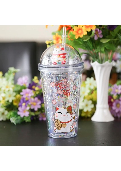 Stil 4 401-500ML 480ML Plastik Samanlı Bardak Çift Katmanlı Su Şişesi Taşınabilir Seyahat Kupa Suyu Soğuk Drinkware Özel Hediye Noel Kupası (Yurt Dışından) fiyatları