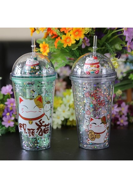 Stil 4 401-500ML 480ML Plastik Samanlı Bardak Çift Katmanlı Su Şişesi Taşınabilir Seyahat Kupa Suyu Soğuk Drinkware Özel Hediye Noel Kupası (Yurt Dışından) modelleri