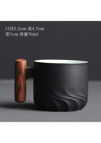 02 51-100ML Fırın Değişmiş Sır Seramik Kupa Ahşap Saplı Çay Bardağı Teaware Yaratıcı Italyan El Yapımı Kahve Fincanları Porselen Küçük Hediye Kupalar (Yurt Dışından)