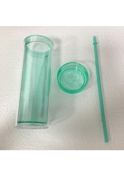 05 16OZ Akrilik Sıska Pipetli Bardak 16OZ Çift Duvar Plastik Şeffaf Tumbler Bardak Yalıtımlı Süt Içme Bardağı Hediyeler Için (Yurt Dışından)