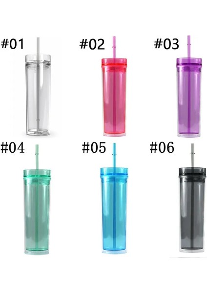 05 16OZ Akrilik Sıska Pipetli Bardak 16OZ Çift Duvar Plastik Şeffaf Tumbler Bardak Yalıtımlı Süt Içme Bardağı Hediyeler Için (Yurt Dışından)