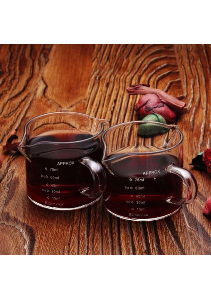 60ML Tek Ağızlı 60-100ML 75ML Isıya Dayanıklı Cam Ölçüm Fincan Çift Ağızlı Ons Fincan Jigger Espresso Kahve Küçük Süt Baristal Araçları (Yurt Dışından)
