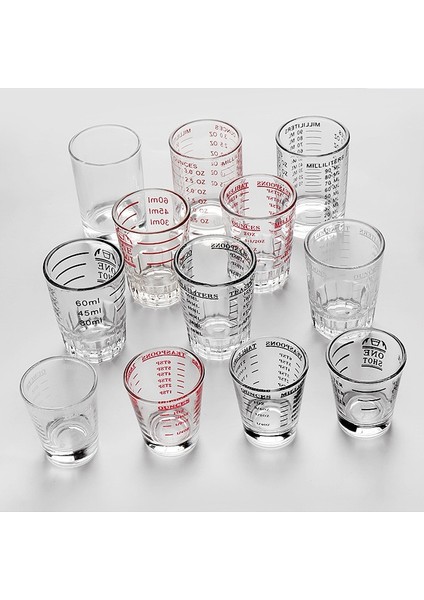 Siyah Ölçekli 30ML 30/60/90 ml Cam Ölçüm Kabı Espresso Atış Cam Sıvı Cam Ons Bardak Ölçekli Mutfak Ölçü Aracı Malzemeleri (Yurt Dışından)