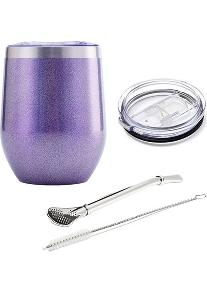 Gökkuşağı Boyası 50 Yerba Mate Straw 12OZ Yerba Mate Çay Bardağı Paslanmaz Çelik Sürgülü Kapaklı ve Pipetli Yalıtımlı Kupa Kahve Fincanı Kokteyl Şampanya Sevimli Tumbler Bardaklar (Yurt Dışından)