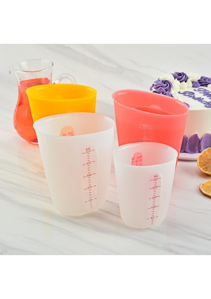 Kırmızı 500ML 250/500ML Meyve Suyu Fincanı Kaymaz Pürüzsüz Kenar Temizlemesi Kolay Silikon Ölçüm Kabı Aracı Dekantör Ağzı Satış Mutfak Aracı Pişirme Için (Yurt Dışından)