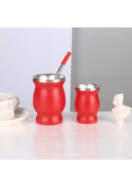Pembe 8 Oz Kaşıklı Yerba Mate Kupası 304 Paslanmaz Çelik Çift Duvar 8 Oz Taşınabilir Çay Kupa Arjantin Yerba Mate Kabak, Bombillas ve Temizleme Fırçası ile (Yurt Dışından)