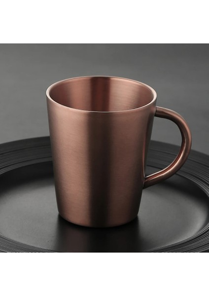 SLIVER-002 300ML 300ML Çift Katmanlı Su Bardağı Ev Yemek Drinkware Kupalar 304 Paslanmaz Çelik Bira Bardağı Altın Şerit Kahve Kulplu Kupalar Tazas (Yurt Dışından)