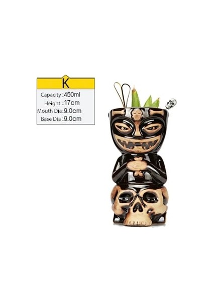Kafatası Bebek 250-570 ml Tiki Kupalar Seramik Hawaii Luau Parti Kupalar Drinkware, Sevimli Egzotik Kokteyl Bardakları, Tiki Bar (Yurt Dışından)