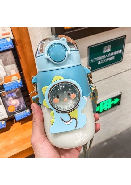 Mavi 700 ml Çocuklar Su Şişesi Okul Erkek Kız Için Pipetli Bardak Bpa Ücretsiz Sevimli Karikatür Sızdırmaz Kupa Taşınabilir Seyahat Içme Tumbler (Yurt Dışından)