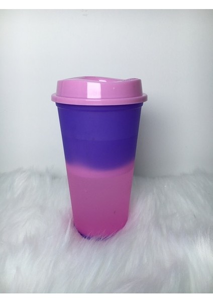 Mor 401-500ML Gıda Sınıfı 473ML 480ML 500ML 16OZ Yeniden Kullanılabilir Isı Rengi Değişen Renk Değiştiren Plastik Bardak Kahve Fincanı (Yurt Dışından)