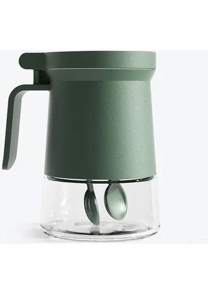 Yeşil C2892A Baharat Kavanoz Mutfak Baharat Kavanoz Cam Şeffaf Saklama Kavanoz Kaşıkla Nem Geçirmez Yüklü Katı Baharat Mutfak Aletleri (Yurt Dışından)