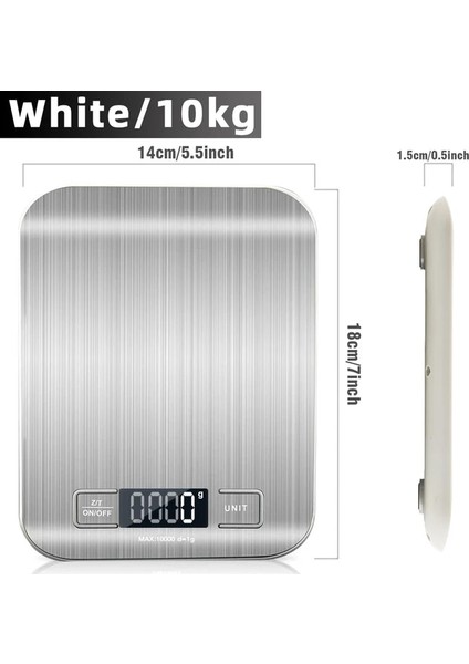 Beyaz 10KG Xiaomi 10KG Mutfak Terazisi Paslanmaz Çelik Tartı Gıda Diyet Posta Dengesi Ölçme LCD Hassas Elektronik Terazi (Yurt Dışından) fiyatları