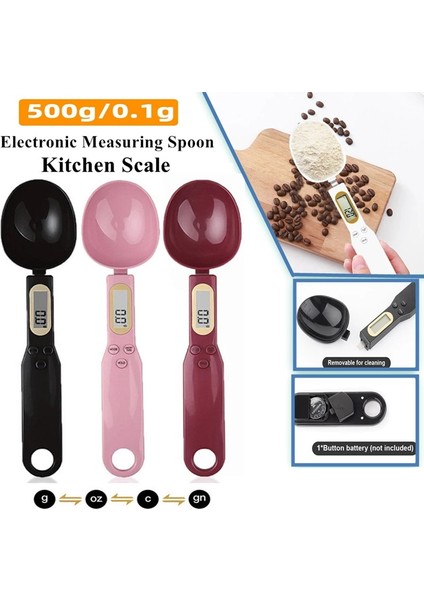 Siyah Mini Kaşık Ölçeği Dijital Mutfak Terazisi Elektronik LCD Gıda Ölçeği 0.1-500G Pişirme Unu Süt Kahve Tozu Ağırlık Ölçü Kaşığı (Yurt Dışından) modelleri