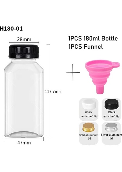 180ML Beyaz Hırsızlık Önleyici Kapak 1 Adet 60-500ML Şeffaf Boş Plastik Meyve Suyu Şişeleri Kapaklı W/huni Tek Kullanımlık Meyve Suyu Içecek Kabı Meyve Suyu Sıkma Smoothie Yapmak Için (Yurt Dışından)