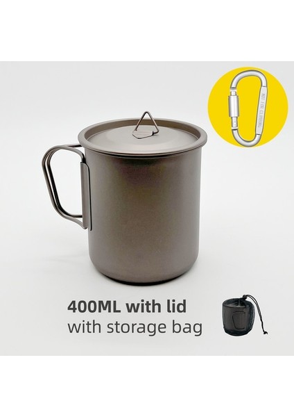 Toka ile 400 ml Titanyum Katlanır Kupa Kamp Bardak Su Bardağı Katlanabilir Kolu Açık Piknik Yürüyüş Balıkçılık Seyahat Turist Bira Tumbler Ultralight (Yurt Dışından)